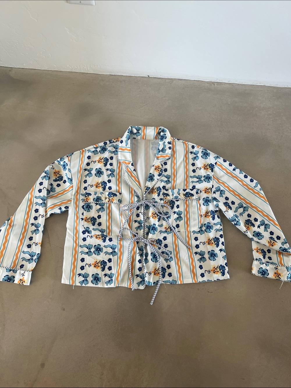 Women’s Floral Stripe Lounge Set - Blue & Yellow - Picture 6 of 11